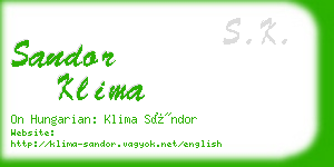 sandor klima business card